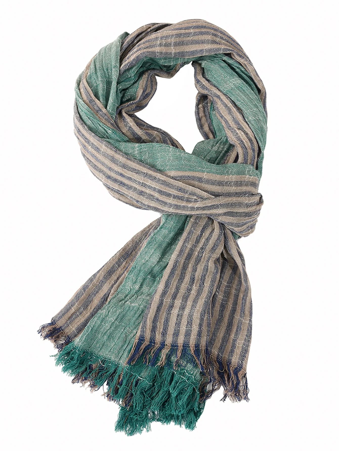 Fashion Patchwork Striped Men's Scarf Cotton Linen Autumn Winter Warm Neckerchief Short Tassel Bufanda Male Accessories Scarves