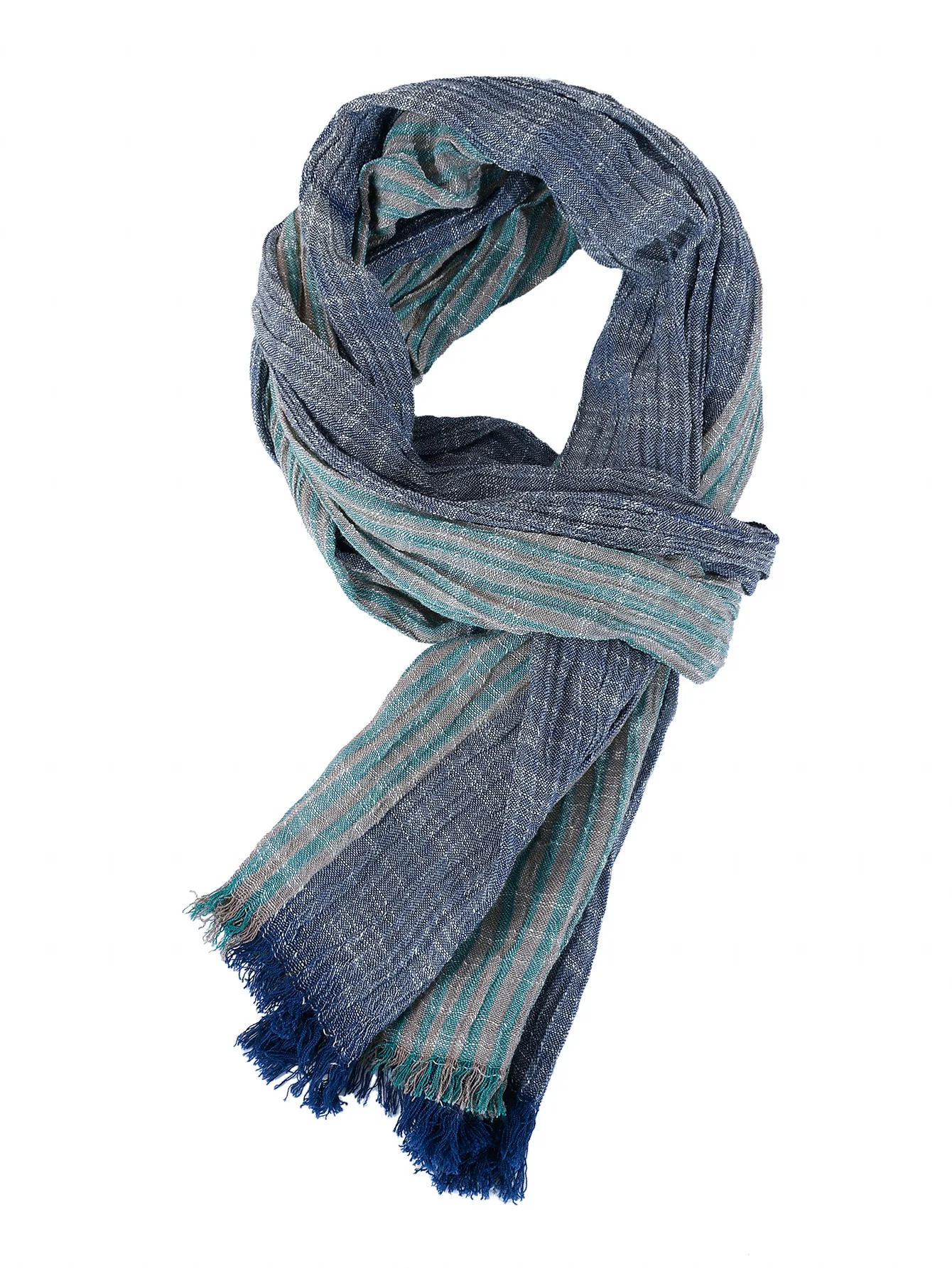 Fashion Patchwork Striped Men's Scarf Cotton Linen Autumn Winter Warm Neckerchief Short Tassel Bufanda Male Accessories Scarves