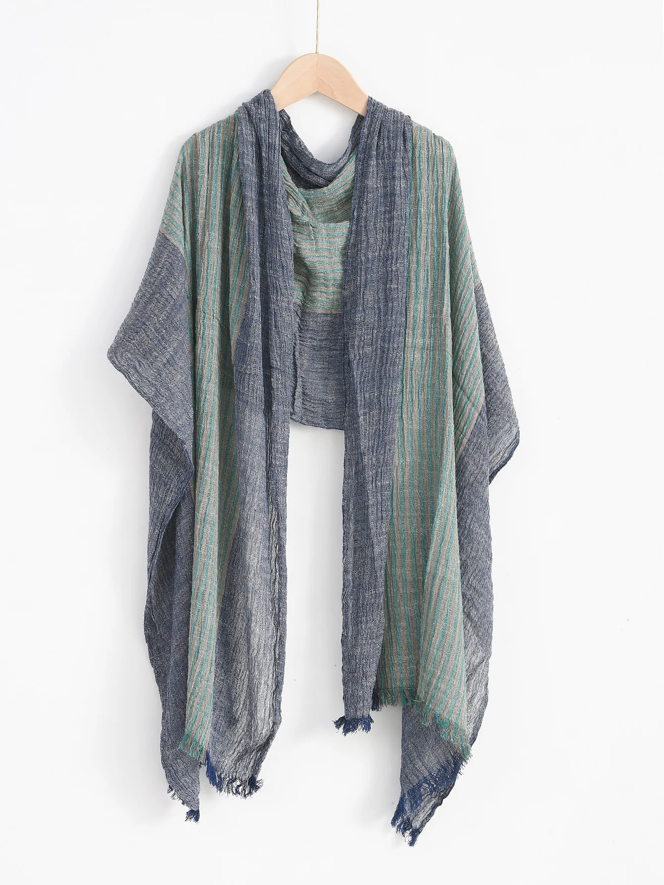 Fashion Patchwork Striped Men's Scarf Cotton Linen Autumn Winter Warm Neckerchief Short Tassel Bufanda Male Accessories Scarves