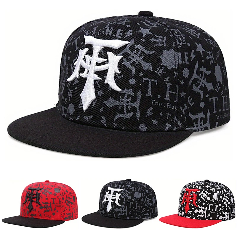 2025 Creative New Baseball Hat T Embroidery Graffiti HipHop Hat Street Fashion Decorative Hat Daily Leisure Flat Edge Hat Unisex