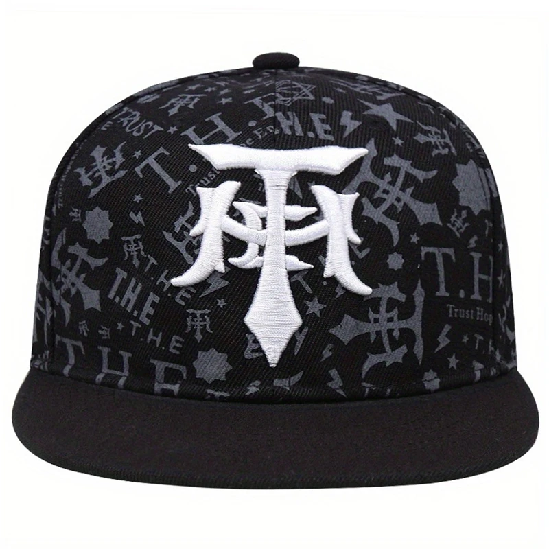 2025 Creative New Baseball Hat T Embroidery Graffiti HipHop Hat Street Fashion Decorative Hat Daily Leisure Flat Edge Hat Unisex