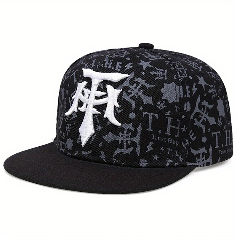 2025 Creative New Baseball Hat T Embroidery Graffiti HipHop Hat Street Fashion Decorative Hat Daily Leisure Flat Edge Hat Unisex
