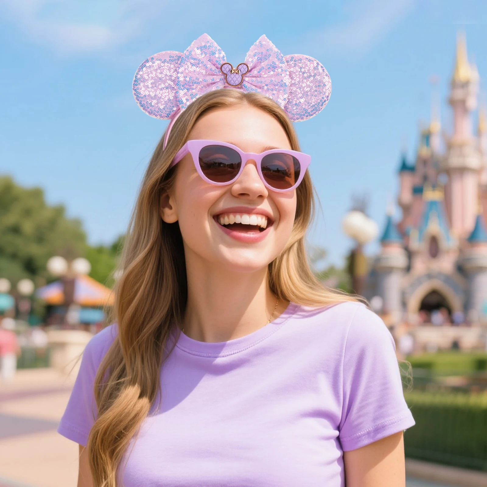 Disney Valentine's Day Mickey Headband Children Sequins Bow Hairband For Girls Children Featival Party DIY Headwear Accessories
