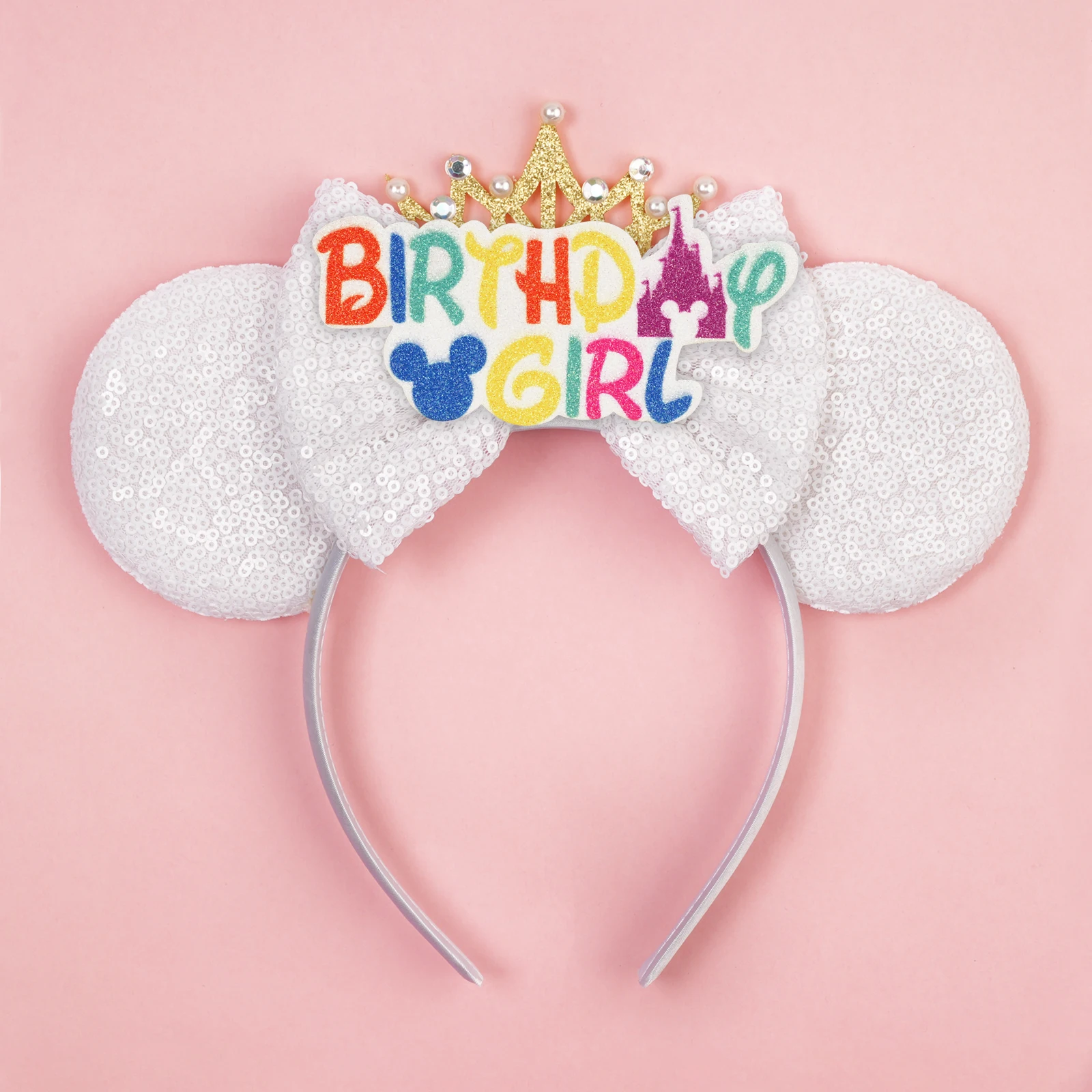 Disney Valentine's Day Mickey Headband Children Sequins Bow Hairband For Girls Children Featival Party DIY Headwear Accessories