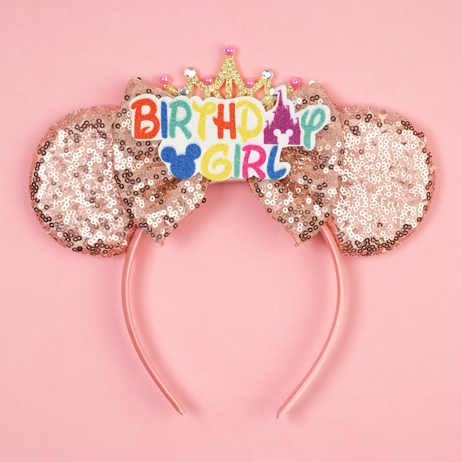 Disney Valentine's Day Mickey Headband Children Sequins Bow Hairband For Girls Children Featival Party DIY Headwear Accessories
