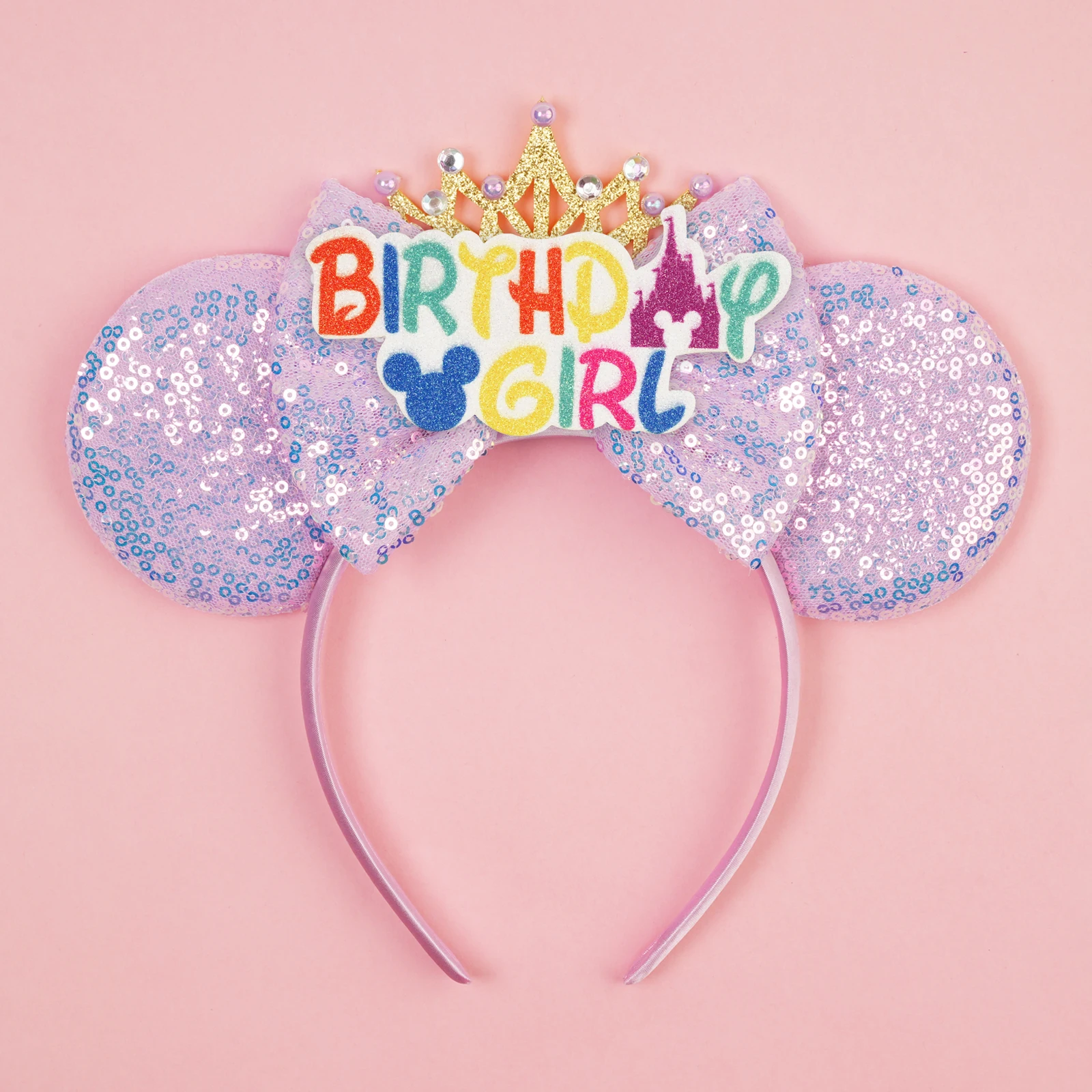 Disney Valentine's Day Mickey Headband Children Sequins Bow Hairband For Girls Children Featival Party DIY Headwear Accessories