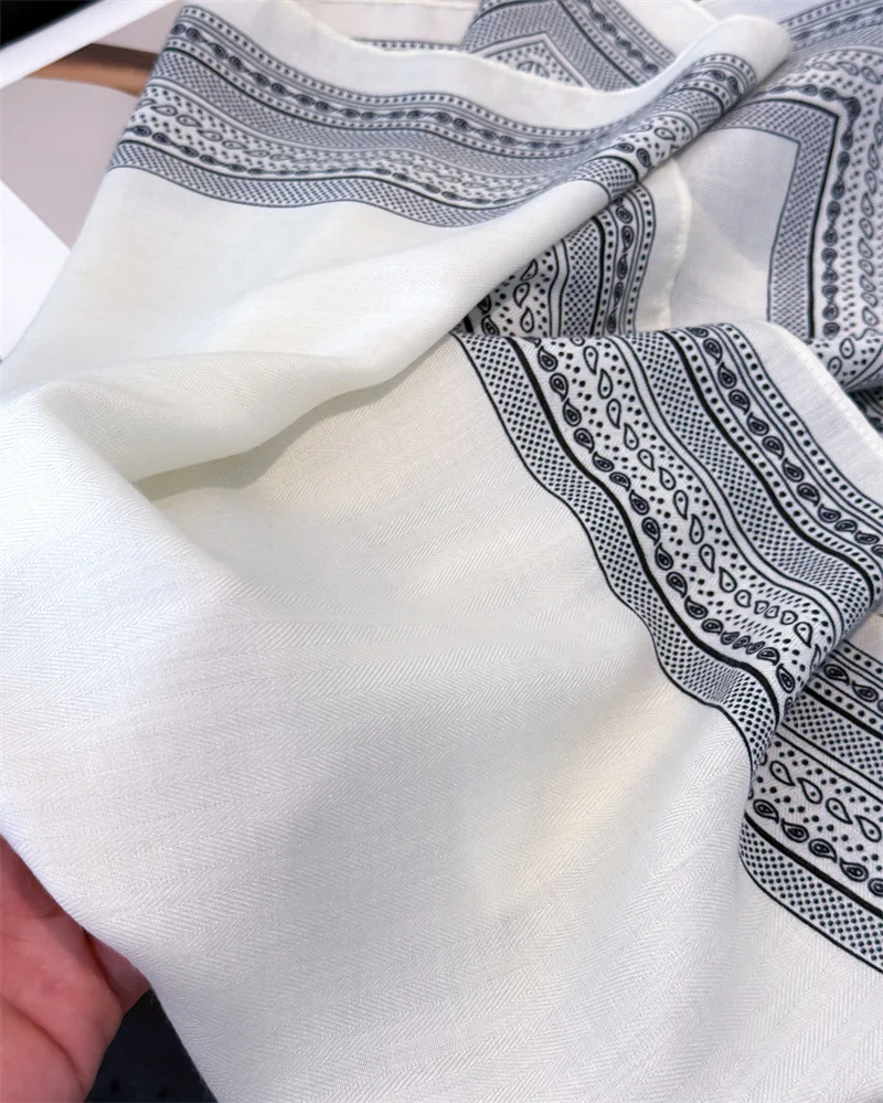 Luxury Solid Color Square Scarf For Women Cotton Linen Feeling Neck Scarf Shawl Warp Elegant Neckerchief Bandanas Print Hijab
