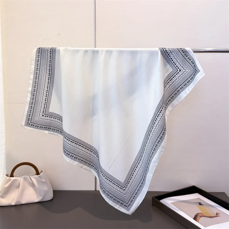 Luxury Solid Color Square Scarf For Women Cotton Linen Feeling Neck Scarf Shawl Warp Elegant Neckerchief Bandanas Print Hijab