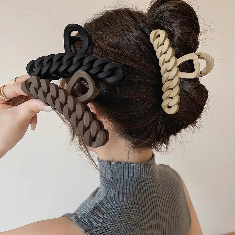 Korean Acrylic Matte Hair Claw Clamp Geometric Cross Hair Crab Clip Barrettes For Women Fashion Hair Accessories Shark Headbands