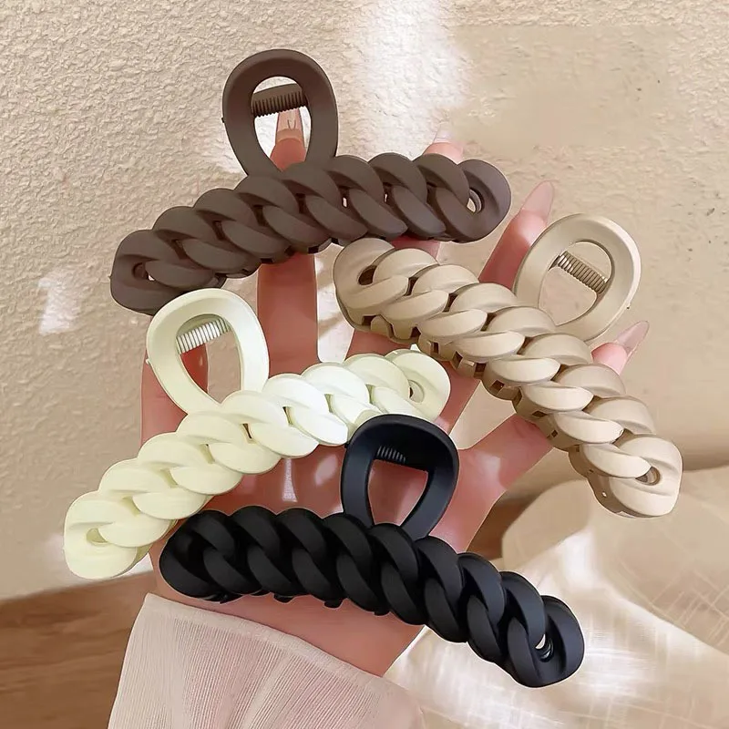 Korean Acrylic Matte Hair Claw Clamp Geometric Cross Hair Crab Clip Barrettes For Women Fashion Hair Accessories Shark Headbands