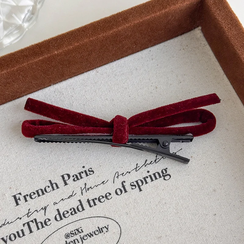 Fall/Winter New Arrivals: Korean Style Fashion Sweet Colorful Velvet 3D Bow Hair Clips, Straight Clips, Duckbill Clips