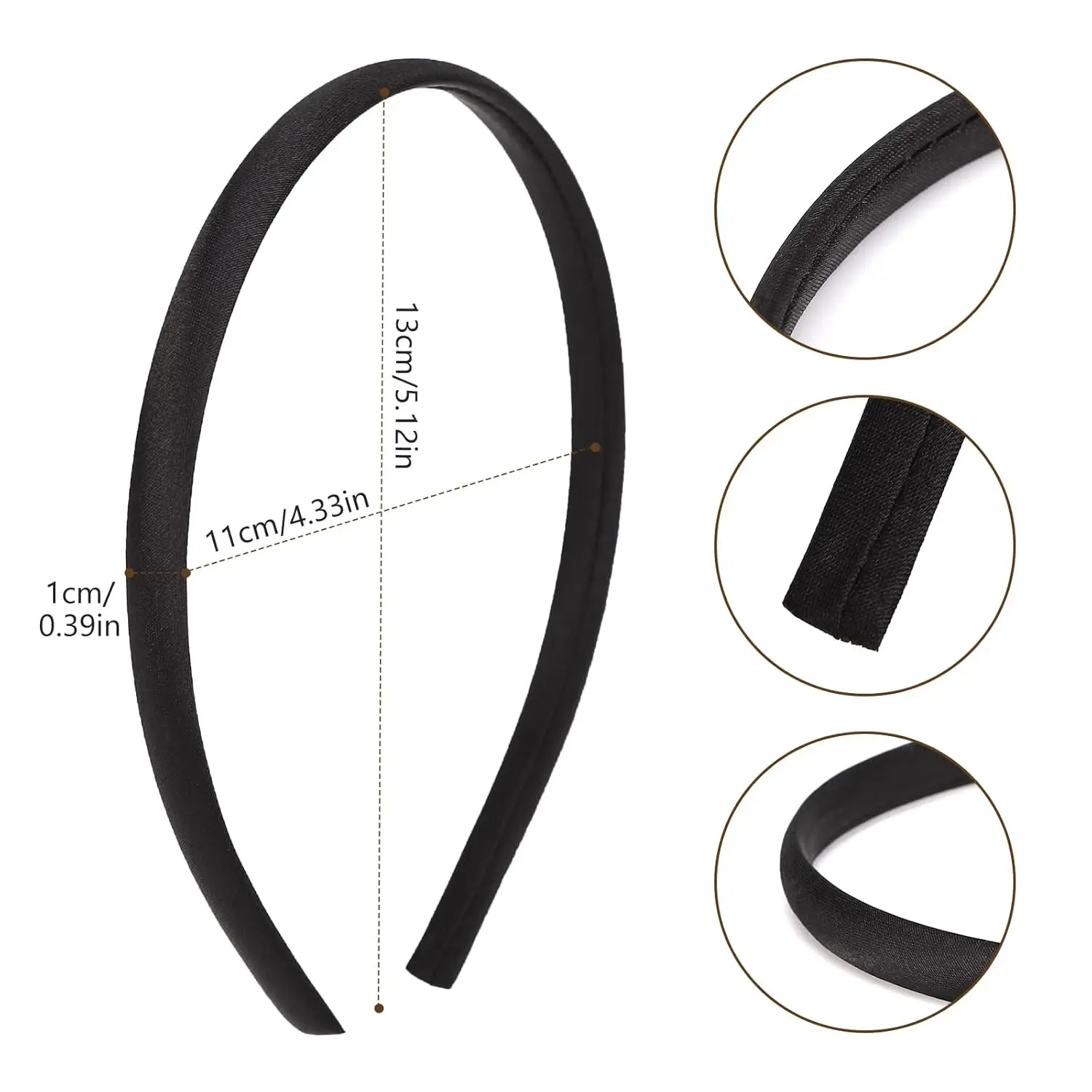 50pcs Plastic Satin Headbands 1cm Plastic Hairbands Women DIY Handmade Headband for Flower Bows Children Kids Hair Accessories
