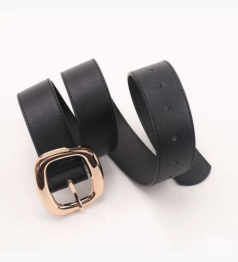 New Versatile Trapezoidal Buckle Wide Women's Belt Fashionable Commuting Casual Style Paired with Jeans Clothing Belt for Women