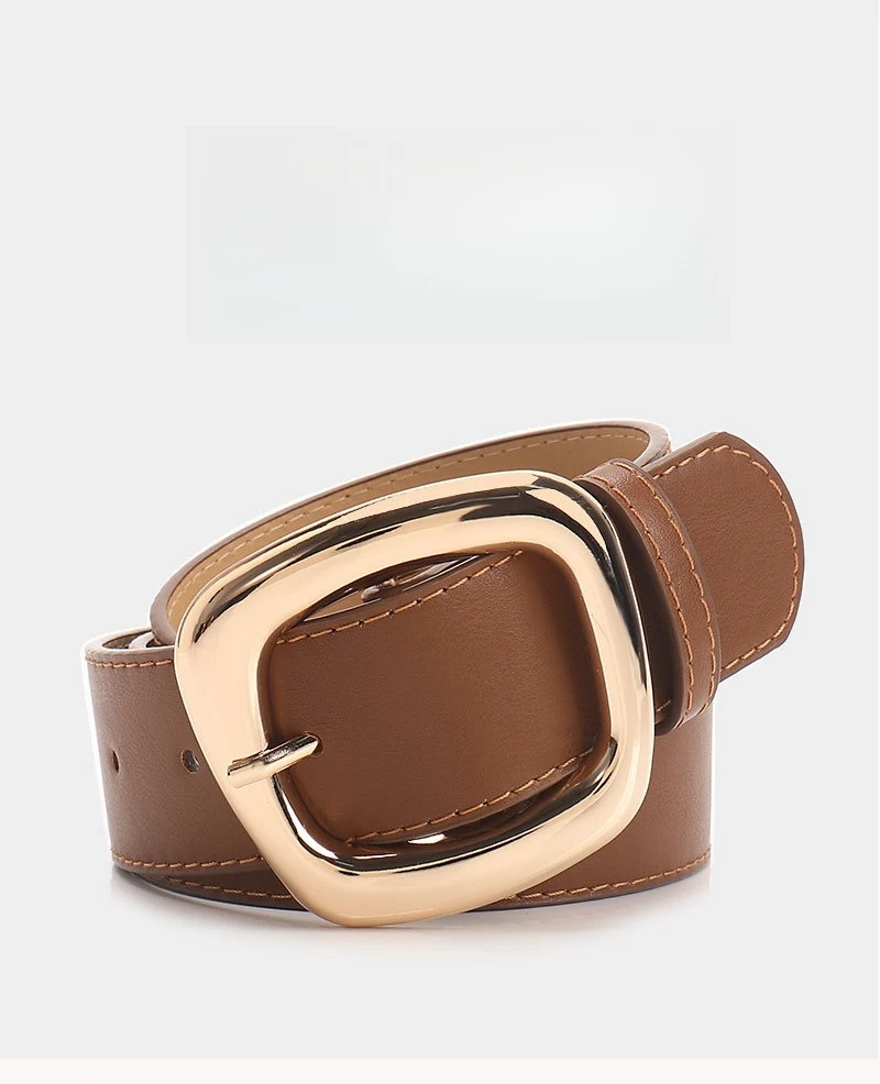 New Versatile Trapezoidal Buckle Wide Women's Belt Fashionable Commuting Casual Style Paired with Jeans Clothing Belt for Women