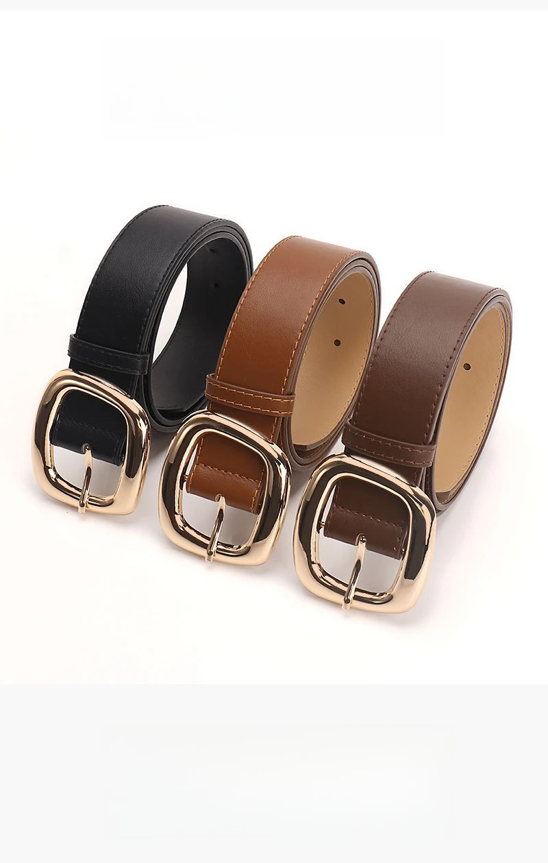 New Versatile Trapezoidal Buckle Wide Women's Belt Fashionable Commuting Casual Style Paired with Jeans Clothing Belt for Women