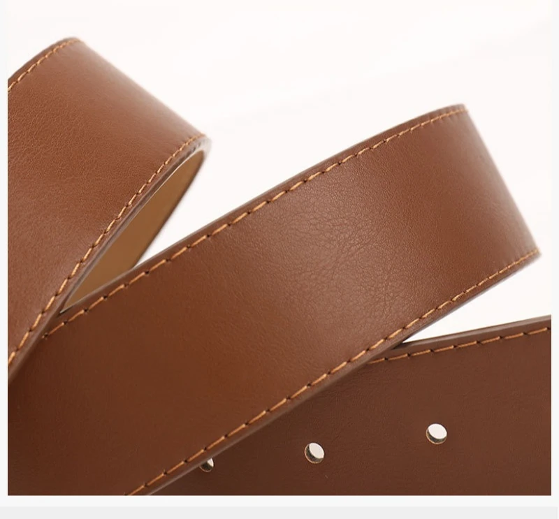New Versatile Trapezoidal Buckle Wide Women's Belt Fashionable Commuting Casual Style Paired with Jeans Clothing Belt for Women
