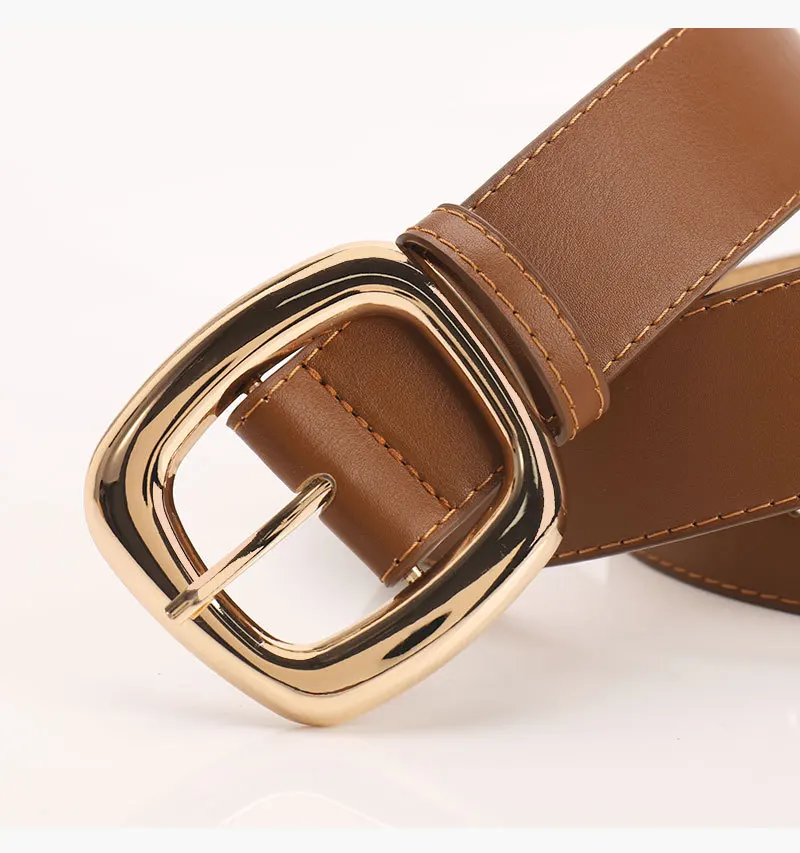 New Versatile Trapezoidal Buckle Wide Women's Belt Fashionable Commuting Casual Style Paired with Jeans Clothing Belt for Women