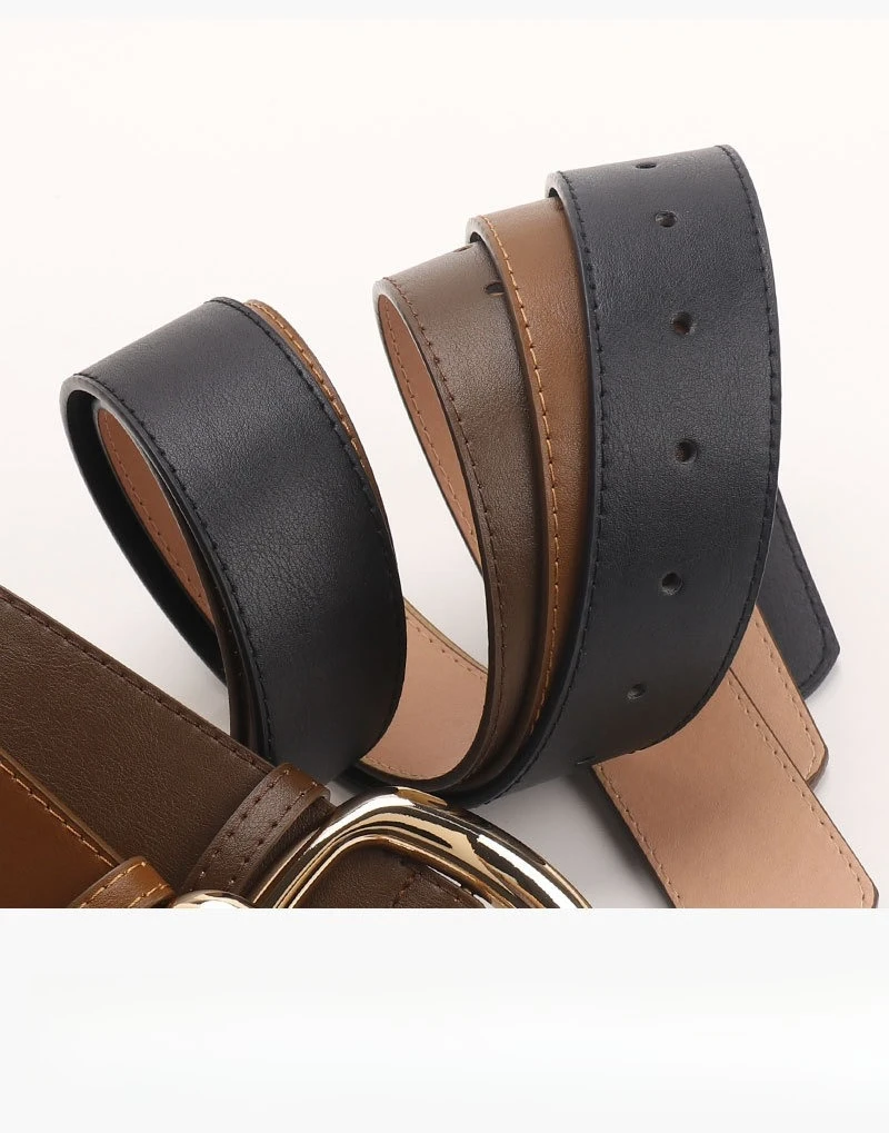 New Versatile Trapezoidal Buckle Wide Women's Belt Fashionable Commuting Casual Style Paired with Jeans Clothing Belt for Women