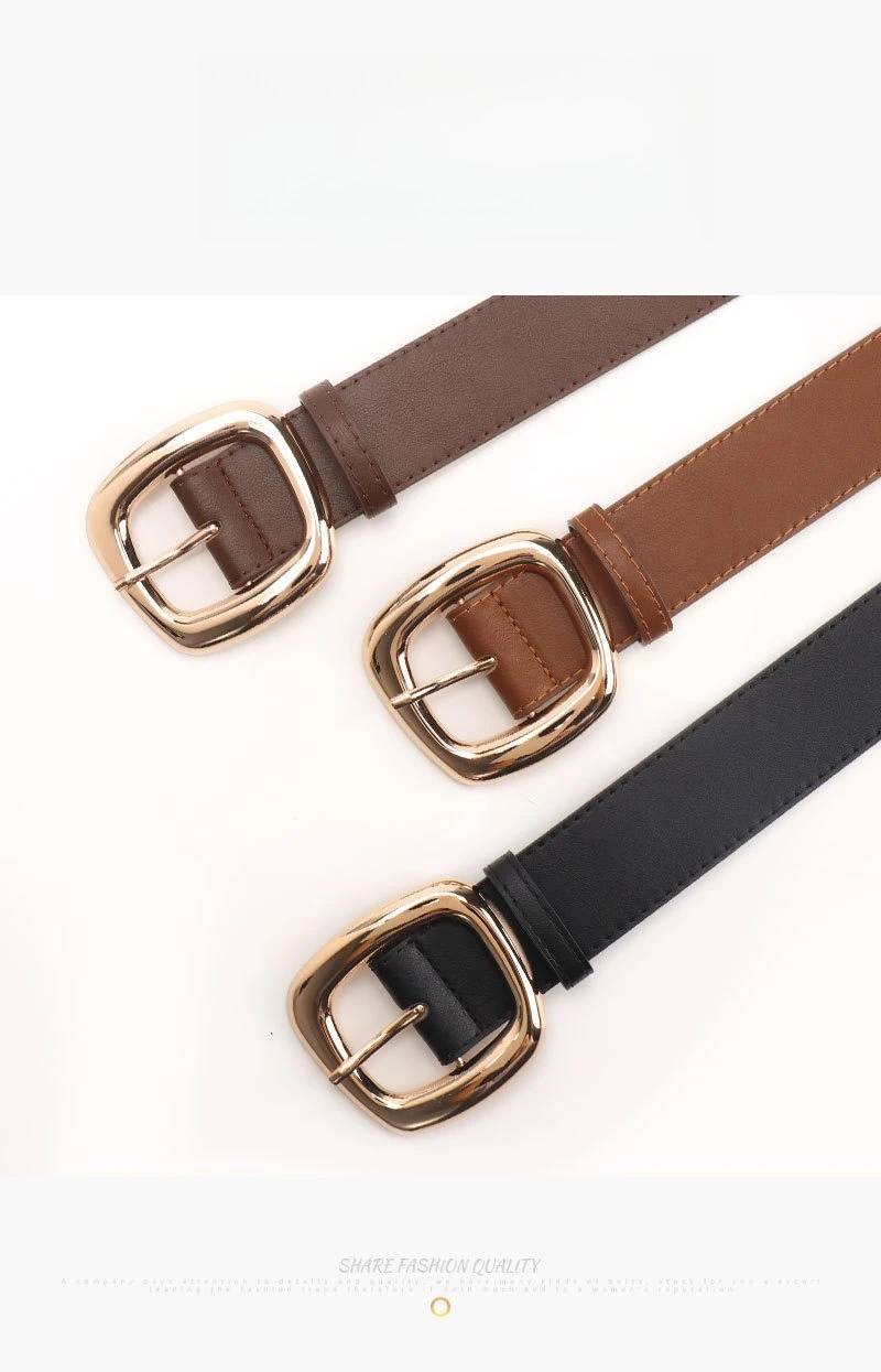 New Versatile Trapezoidal Buckle Wide Women's Belt Fashionable Commuting Casual Style Paired with Jeans Clothing Belt for Women