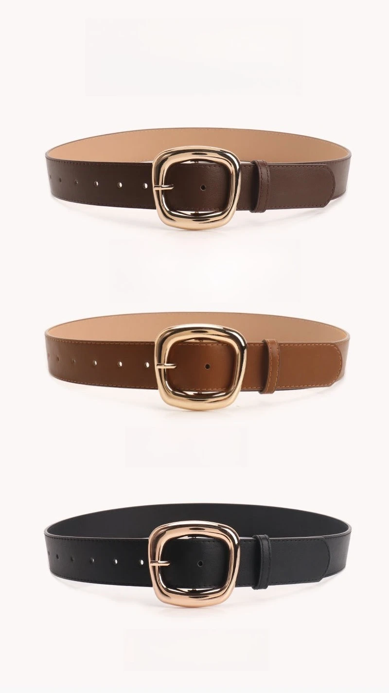 New Versatile Trapezoidal Buckle Wide Women's Belt Fashionable Commuting Casual Style Paired with Jeans Clothing Belt for Women