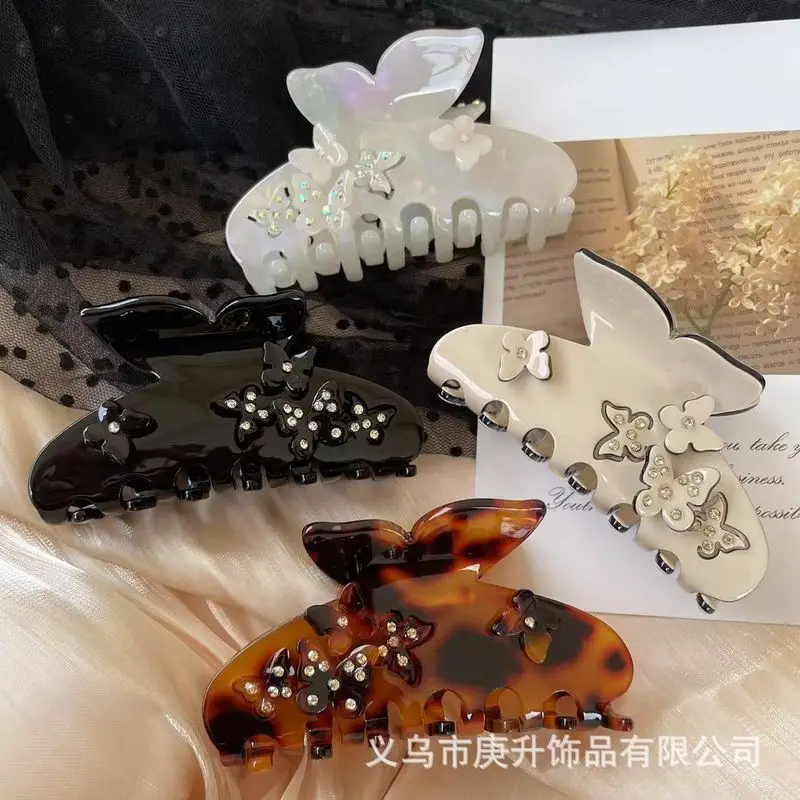 1pc New acetate butterfly gripper, large shark clip, high-end hair sensing clip, decorative hair gripper