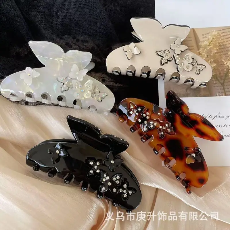 1pc New acetate butterfly gripper, large shark clip, high-end hair sensing clip, decorative hair gripper