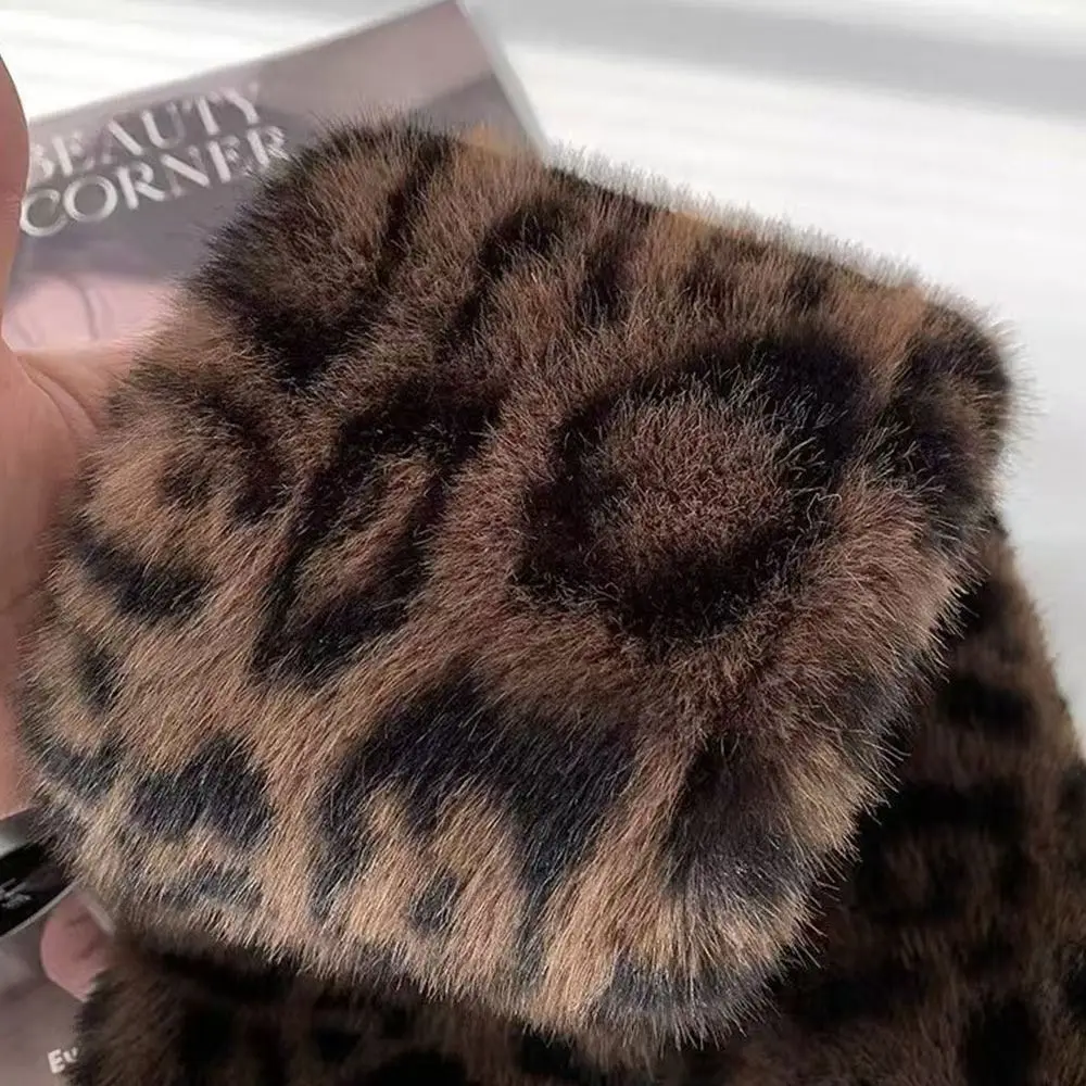 Cute Thicken Warm Leopard Print Scarf Windproof Soft Faux Fur Scarf Faux Collar Faux Rabbit Fur Winter Scarf Women's Wear