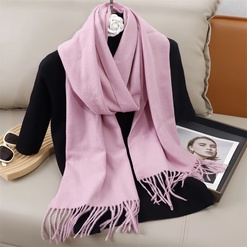 51Color Solid Women Winter Scarf Warm Thicken Cashmere Shawl Outdoor Tassels Pashmina Lady Wrap Windproof Scarves Fashion Luxury