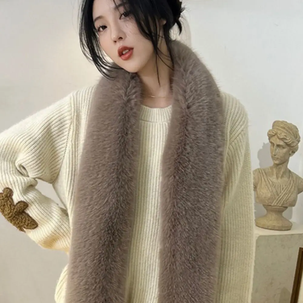 Vintage 180cm Fake Fur Long Scarf Soft Plush Fur Decor Winter Fluffy Scarf Thick Luxury Wraps Shawl Party