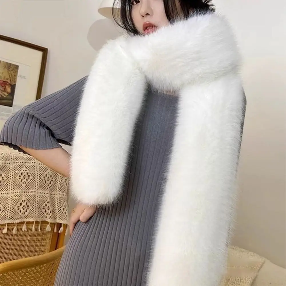 Vintage 180cm Fake Fur Long Scarf Soft Plush Fur Decor Winter Fluffy Scarf Thick Luxury Wraps Shawl Party