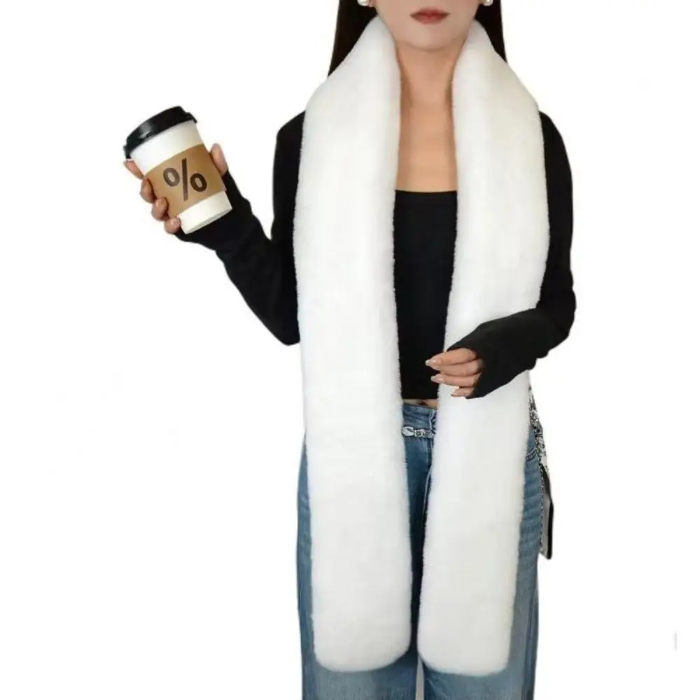 Vintage 180cm Fake Fur Long Scarf Soft Plush Fur Decor Winter Fluffy Scarf Thick Luxury Wraps Shawl Party