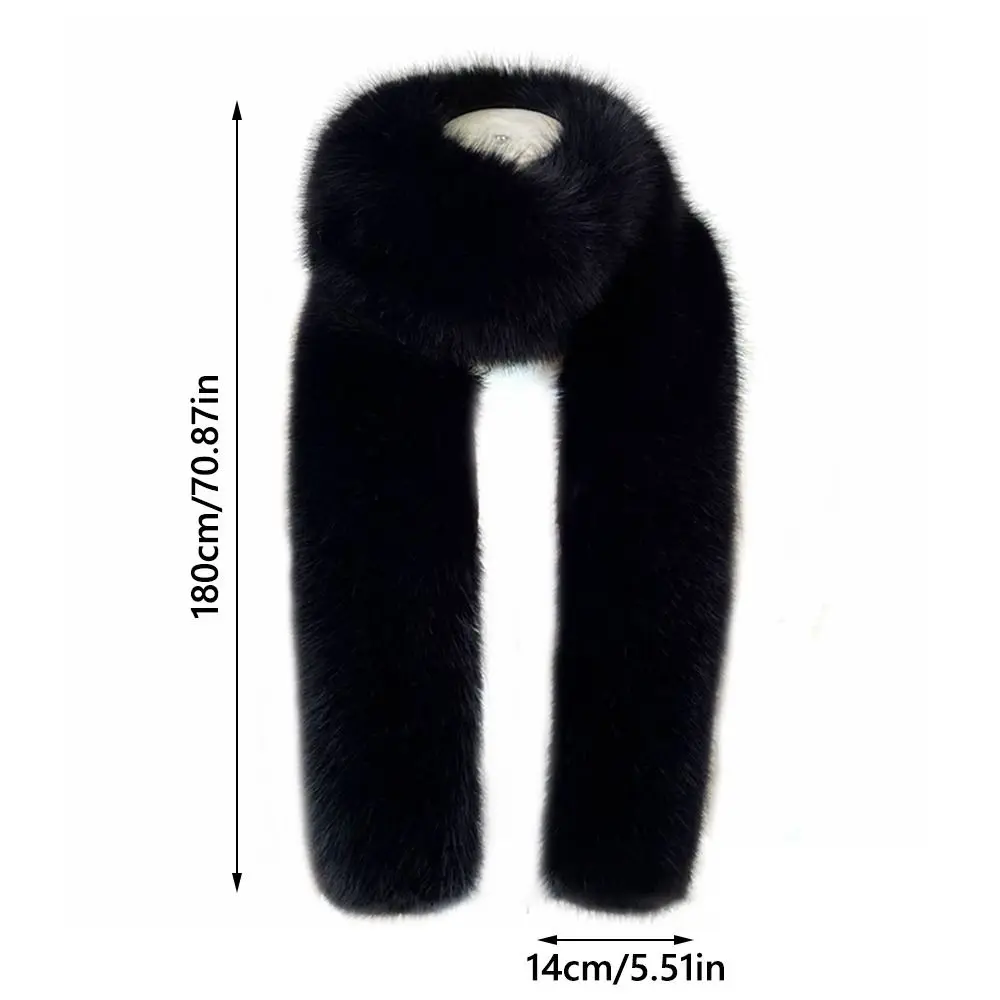 Vintage 180cm Fake Fur Long Scarf Soft Plush Fur Decor Winter Fluffy Scarf Thick Luxury Wraps Shawl Party