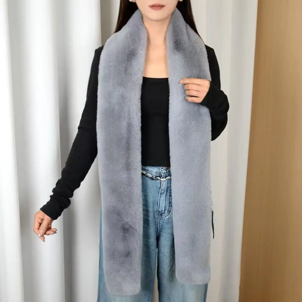 Vintage 180cm Fake Fur Long Scarf Soft Plush Fur Decor Winter Fluffy Scarf Thick Luxury Wraps Shawl Party