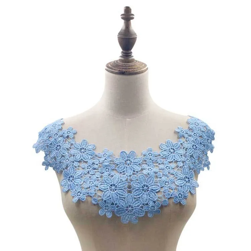 Lace Floral Embroidery Fabric Fake Collar for Needlework White Embroidery Lace Fabric Applique DIY Dress Sewing Supplies Craft