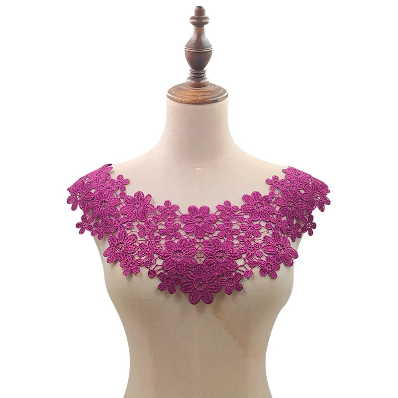 Lace Floral Embroidery Fabric Fake Collar for Needlework White Embroidery Lace Fabric Applique DIY Dress Sewing Supplies Craft