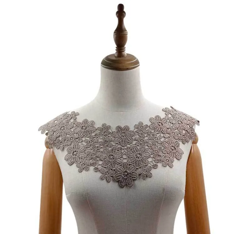 Lace Floral Embroidery Fabric Fake Collar for Needlework White Embroidery Lace Fabric Applique DIY Dress Sewing Supplies Craft