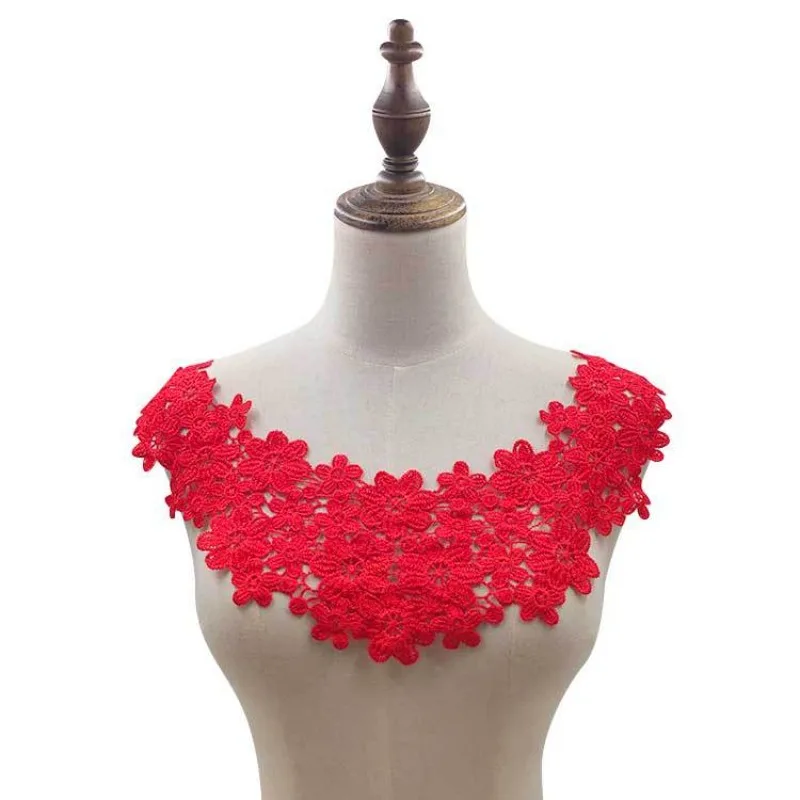 Lace Floral Embroidery Fabric Fake Collar for Needlework White Embroidery Lace Fabric Applique DIY Dress Sewing Supplies Craft