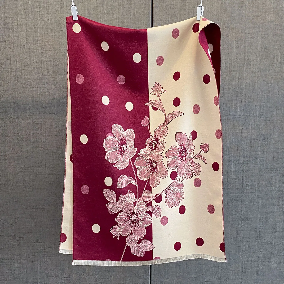 Women Autumn Winter Brand Thick Warm Scarves Cashmere Dot Floral Scarf Luxury Designer Shawl Wrap Poncho Echarpe Stoles Pashmina