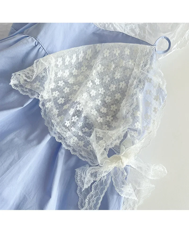 Women French Country Style Lace Mesh Triangle Scarf Spring Summer Floral Hair Scarf Elegant Headwrap Bohemian Hair Accessories