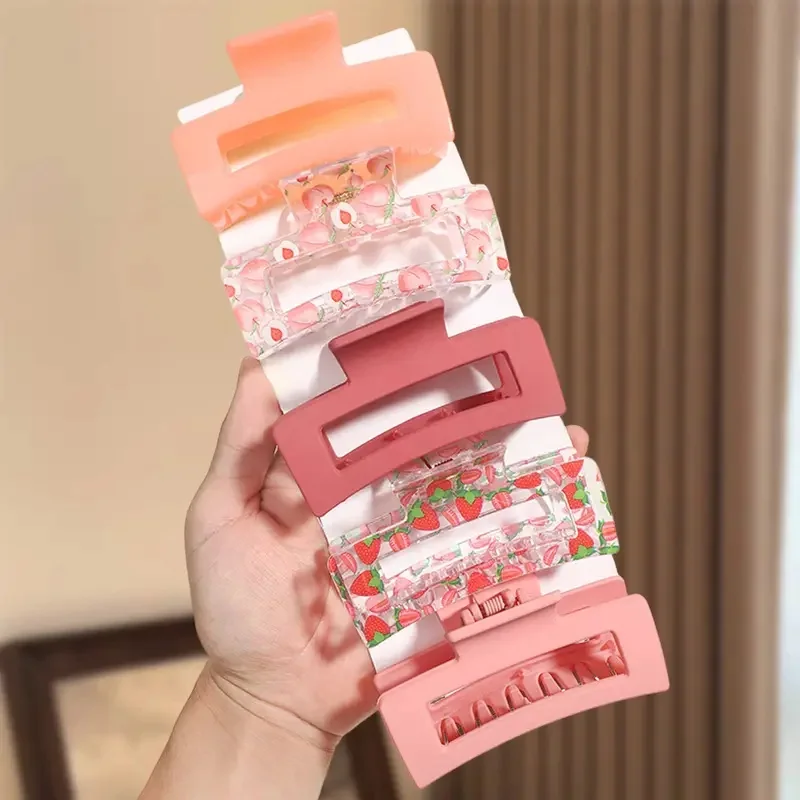 5pcs Simple Large Hollow Square Versatile Hair Accessories, Suitable for Back-to- Season Gift Giving Suitable for Thick Hair