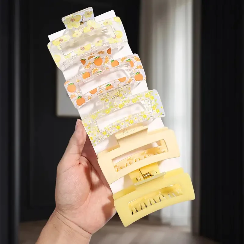 5pcs Simple Large Hollow Square Versatile Hair Accessories, Suitable for Back-to- Season Gift Giving Suitable for Thick Hair