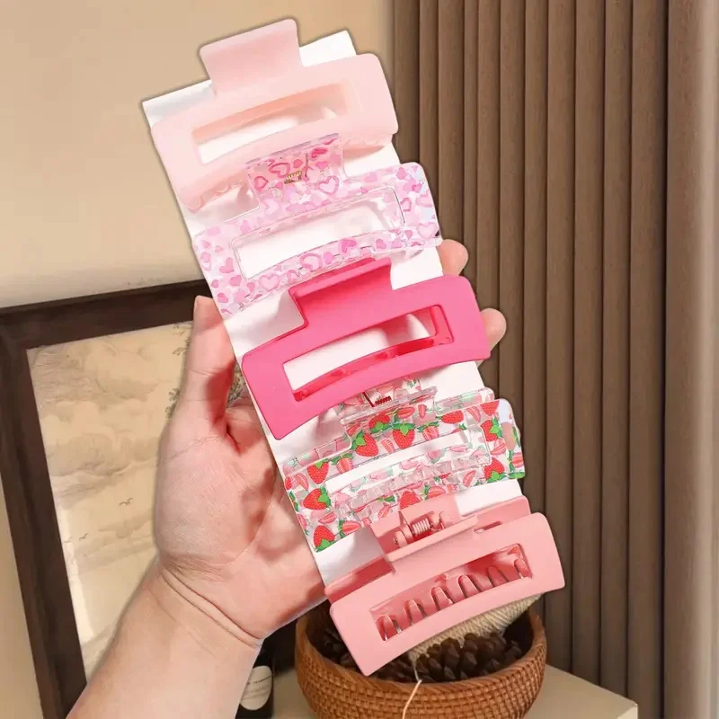 5pcs Simple Large Hollow Square Versatile Hair Accessories, Suitable for Back-to- Season Gift Giving Suitable for Thick Hair