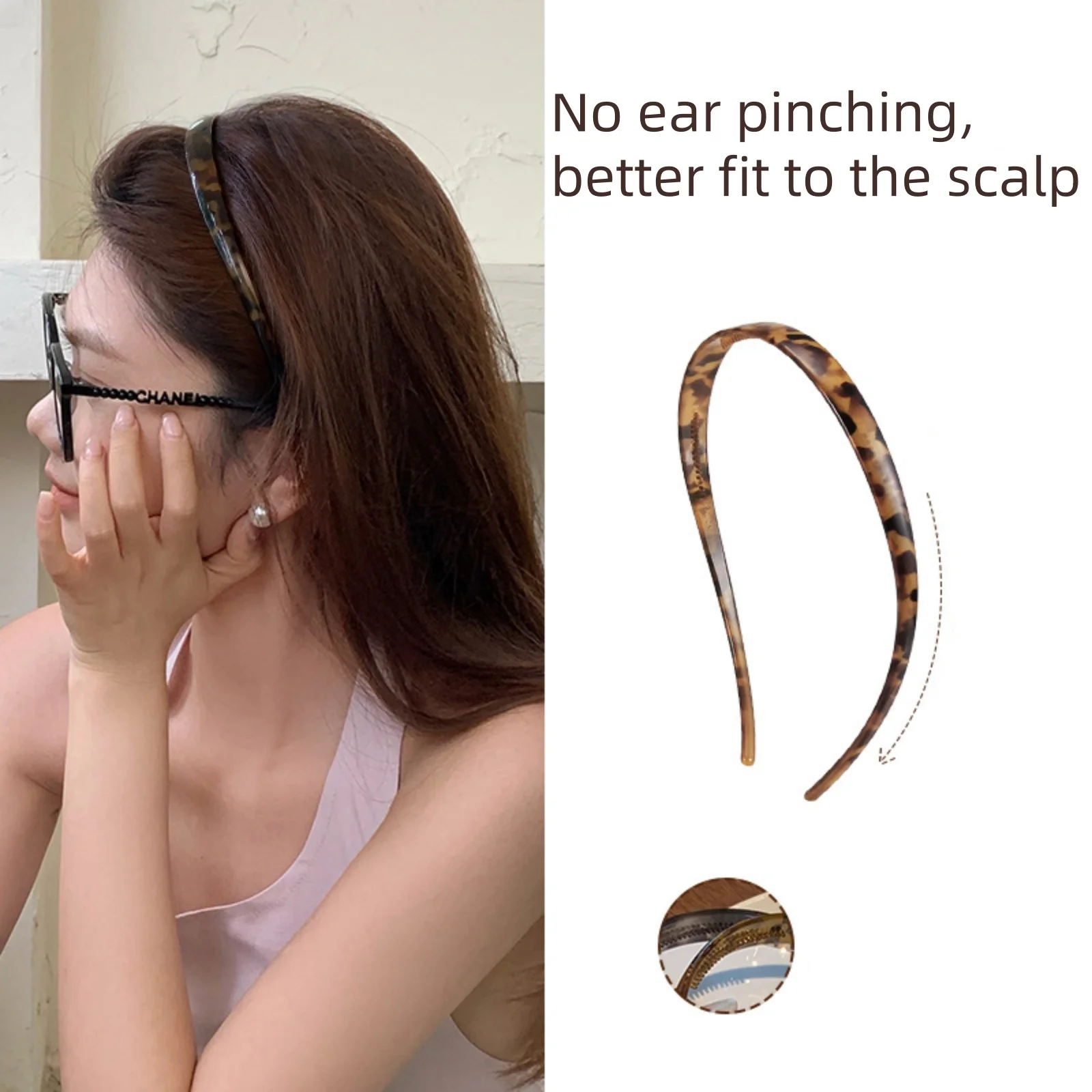 1PC Ergonomic Tortoiseshell Headband, No Ear Pain, Better Scalp Fit, Trendy Hair Accessory, Ideal for All - Day Wear