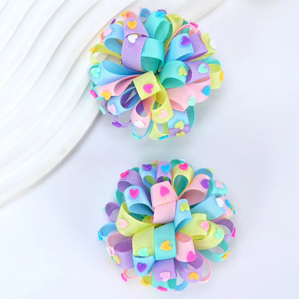 2Pcs Flower Hair Clips Sweet Hydrangea Heart Decoration Hairpin Cute Floral Barrette Girls Kid School Headdress Hair Accessoires