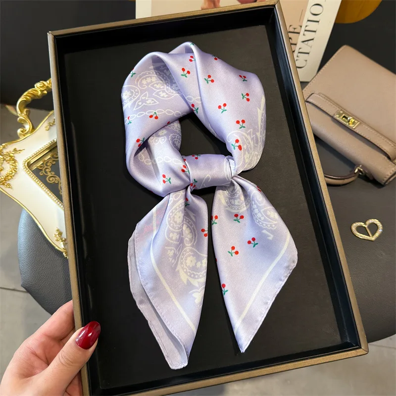 Pink Paisley Print Headscarf Women Silk Square Scarfs Foulard Bandana Female Neckerchief Fashion Decorate Hijab Lady Neck Ties
