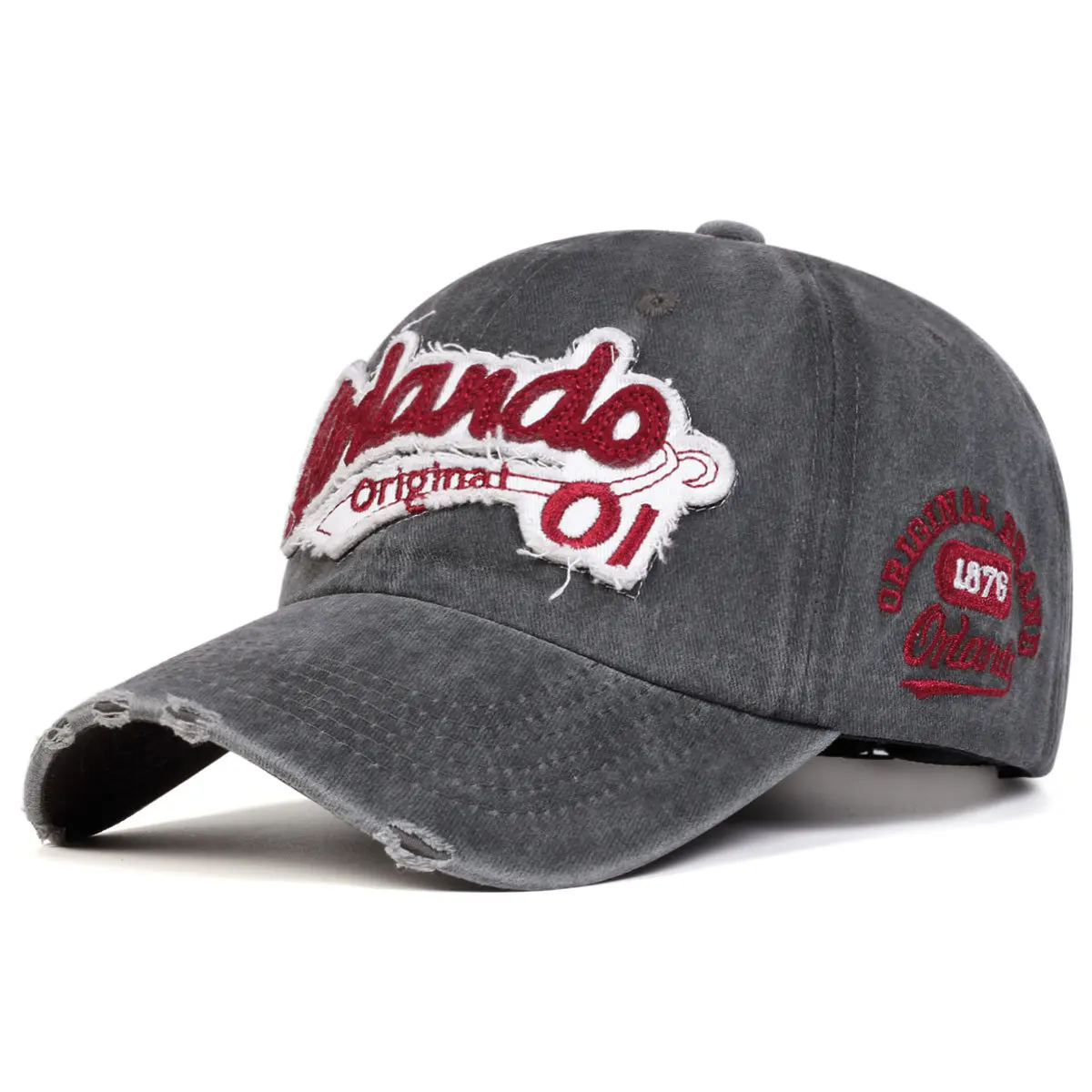 Spring and Autumn/Summer Broken Hole Baseball Hat Retro Men's and Women's Hat Alphabet Embroidered Duck Tongue Hat