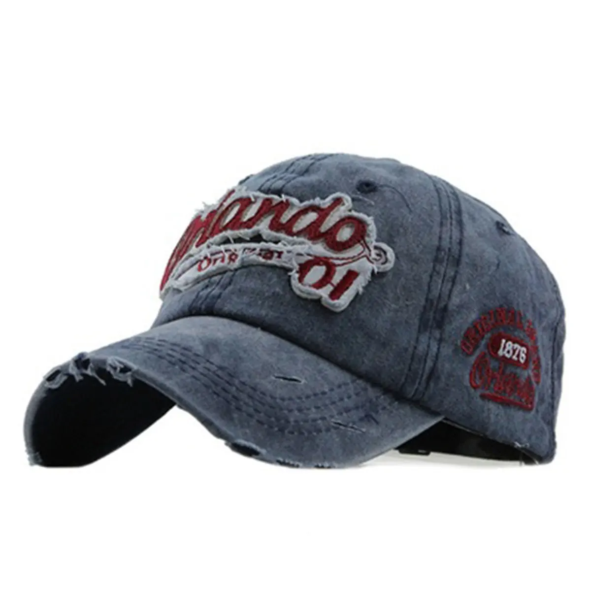 Spring and Autumn/Summer Broken Hole Baseball Hat Retro Men's and Women's Hat Alphabet Embroidered Duck Tongue Hat