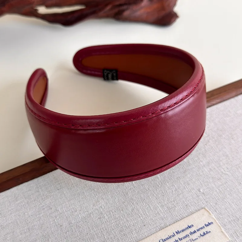 Retro Leather Headband for Women 2025 French Style Wide Hair Hoop Hairbands Female Headwear Hair Band Hair Accessories Headdress