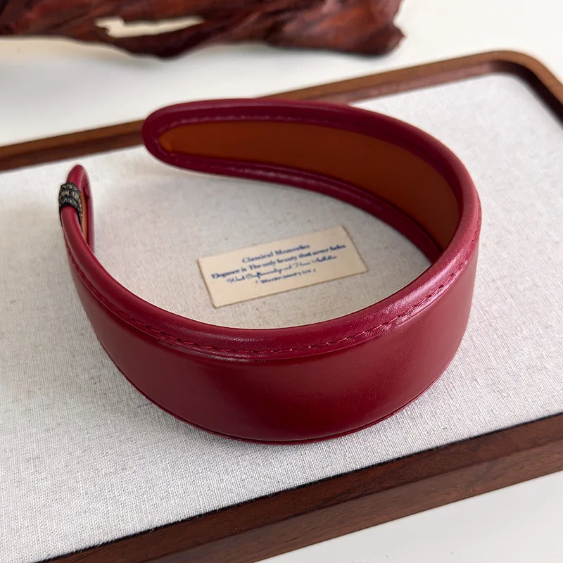 Retro Leather Headband for Women 2025 French Style Wide Hair Hoop Hairbands Female Headwear Hair Band Hair Accessories Headdress