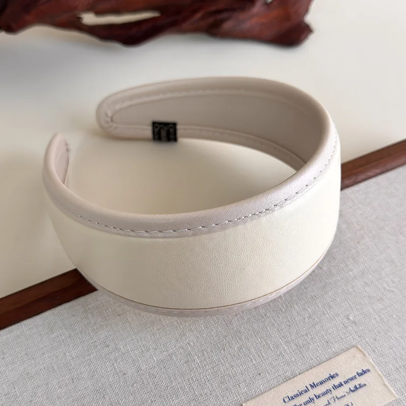 Retro Leather Headband for Women 2025 French Style Wide Hair Hoop Hairbands Female Headwear Hair Band Hair Accessories Headdress